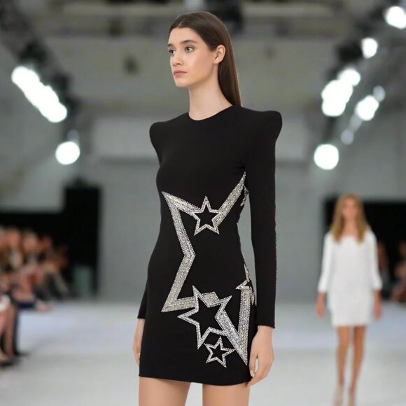 Balmain Runway embellished-star fitted dress Size 38 FR, S/M US With Tags - Picture 10 of 16